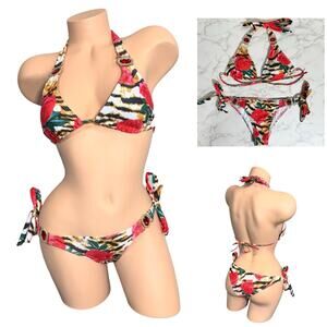 Boutique Animal Rose Print Size Medium Bikini $99